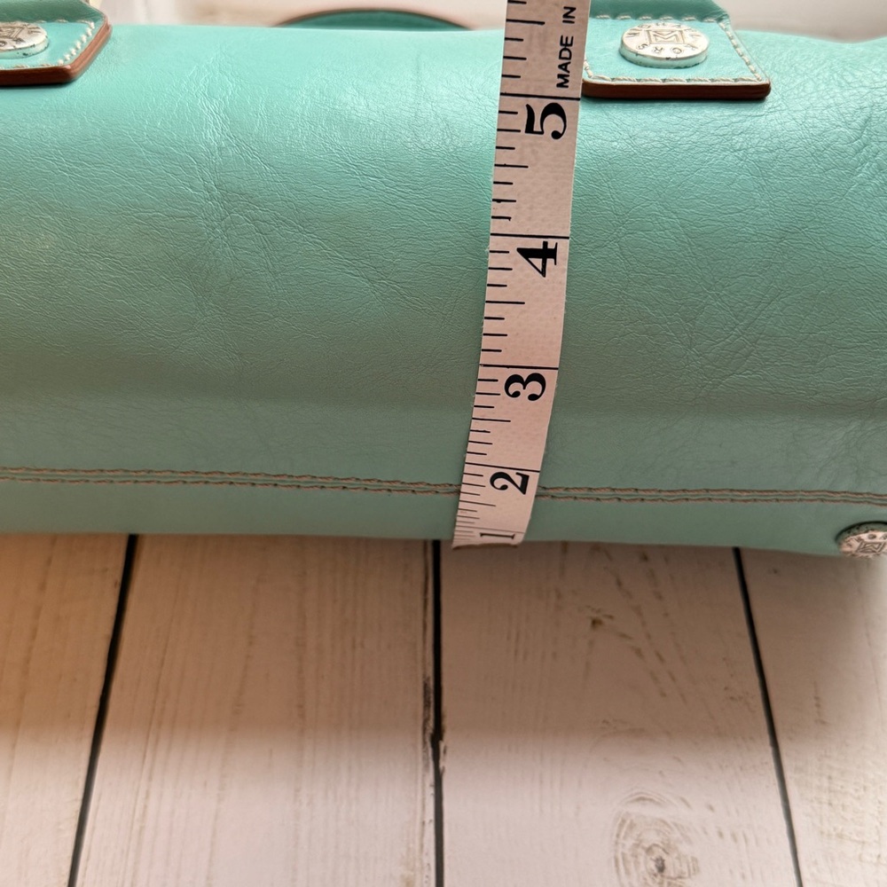 Michael Kors | Vintage Leather Barrel Hand Bag, Mint Green - Picture 16 of 17